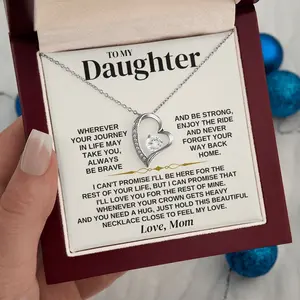 Gift For My Daughter Necklace, Necklace From Parents, Jewelry For Birthdays, Christmas, Weddings, Special Occasions with Message Card & LED Box