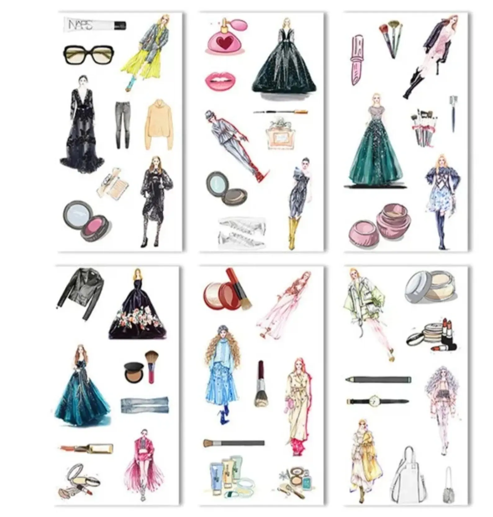 Fashion & Beauty Washi Stickers - Decorative Scrapbooking Stickers (6 Sheets)