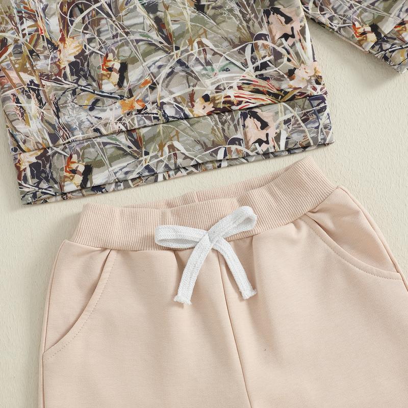 Babamoon Toddler Baby Boy Fall Hunting Outfits Half Zip Long Sleeve Animal Mallard Duck Print Pullover Tops Camouflage Pants 2Pcs Wild Clothes Set