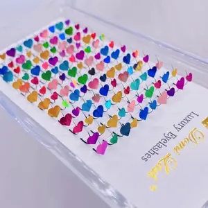 DIY colorful false eyelashes with sequin decoration, dense. 2026 World Cup design, fan gift, cheer/support theme, eye decoration, energetic vibe, festive party atmosphere, team color scheme (green, yellow, blue, white), butterfly, star, heart elements.