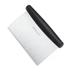 Bench Scraper & Chopper for Kitchen - Ideal Baking Essential Utensil, Stainless Steel Pastry/Dough/Food Cutter Tool for Cake Pizza Bread, Grilling, Cooking - 1 Pack Bakeware Plastic Scale Shaped
