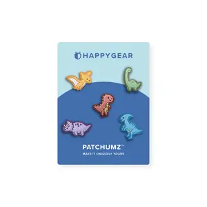 Dino-Mite Friends Patchumz – Swappable hook-and-loop patches stick to our unique soft fabric. No ironing.