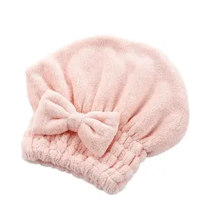Hair Towel Cap, Thickened Cartoon Microfiber Hair Quick-Drying Cap Wrapped Towel Bow Shower Bath Sauna spa Set