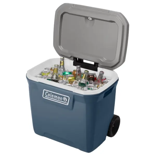 Wheeled Cooler, 60 Qt, Hard Chest, Rolling Ice Chest, Lakeside Blue, Portable Cooler for Camping, Beach, Fishing, Picnics and Outdoor Use