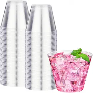 9 oz Clear Plastic Cups 100 packs, Disposable Plastic Party Cups Tumblers, Cocktail Cups, for Parties, Wedding and Events