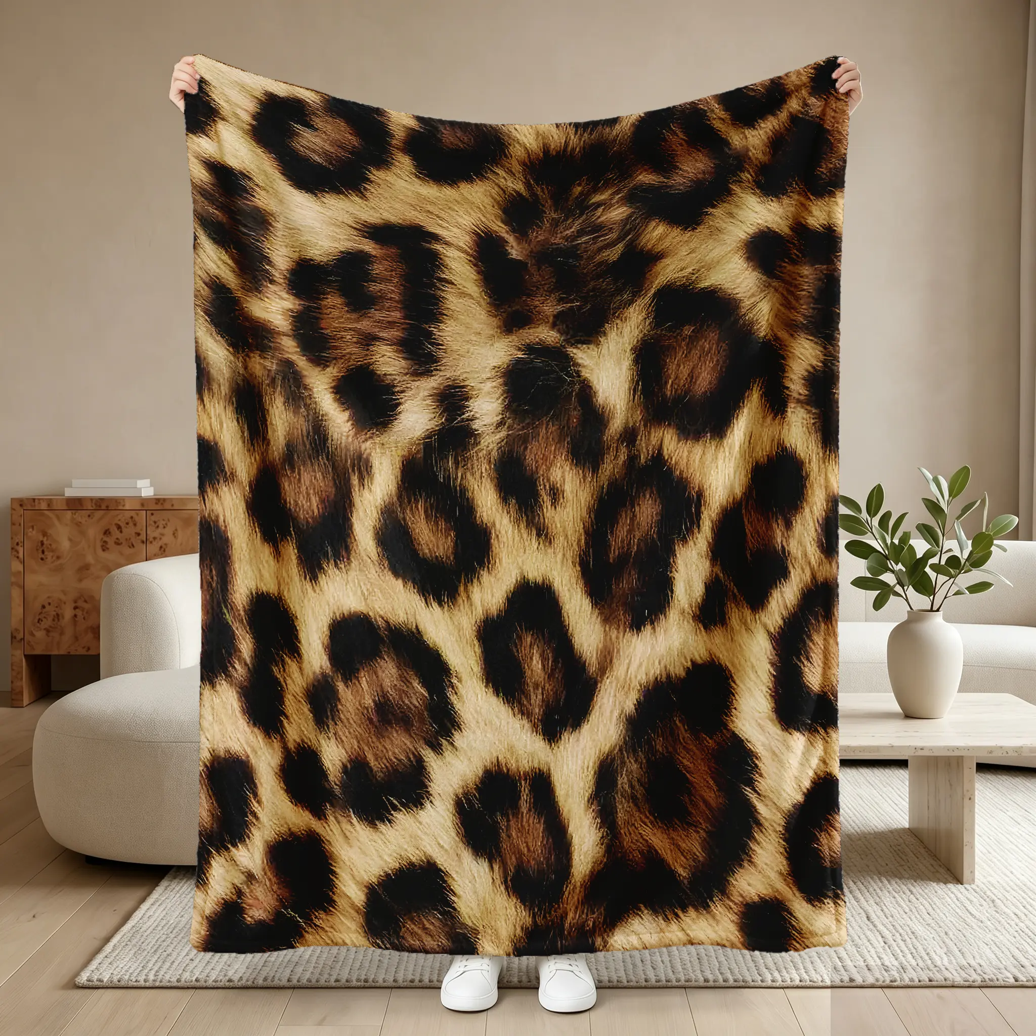 Cozy Leopard Print Throw Blanket, Soft Fuzzy Cheetah Blanket for Couch Bed, Trendy Y2K Mob Wife Aesthetic Room Decor