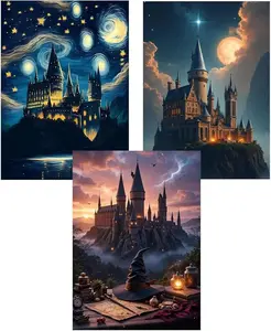 1/3 pieces Black Diamond Art Set Adult 5D Full Round Gemstone Diamond Painting Set Beginner DIY Diamond Painting Gift Home Wall Decoration