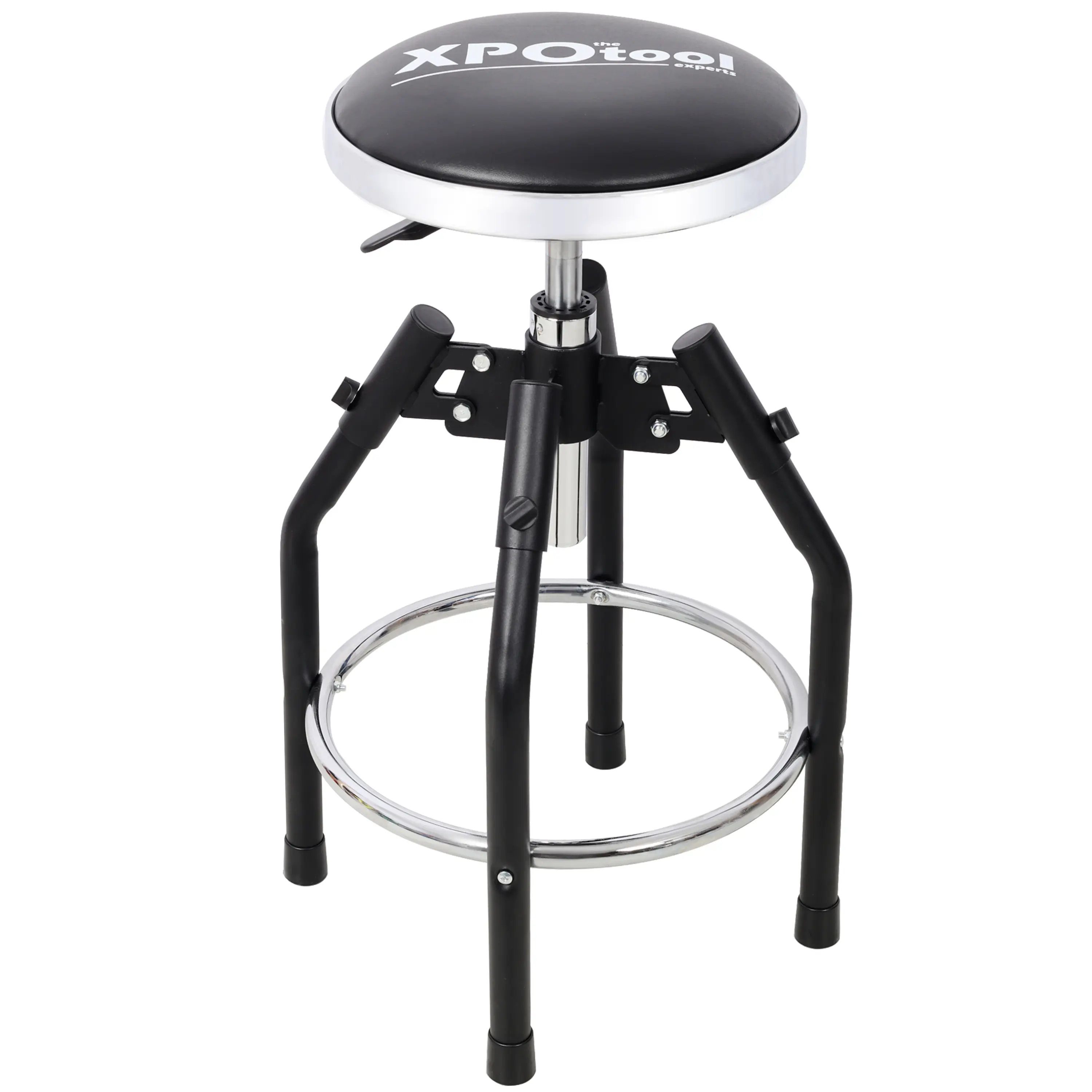 Heavy-Duty Hydraulic Lift Workshop Stool - 29"-33.6" Adjustable Height, 360° Swivel, 330 lbs Capacity, Sturdy Mechanic Chair with Footrest & Padded Surface