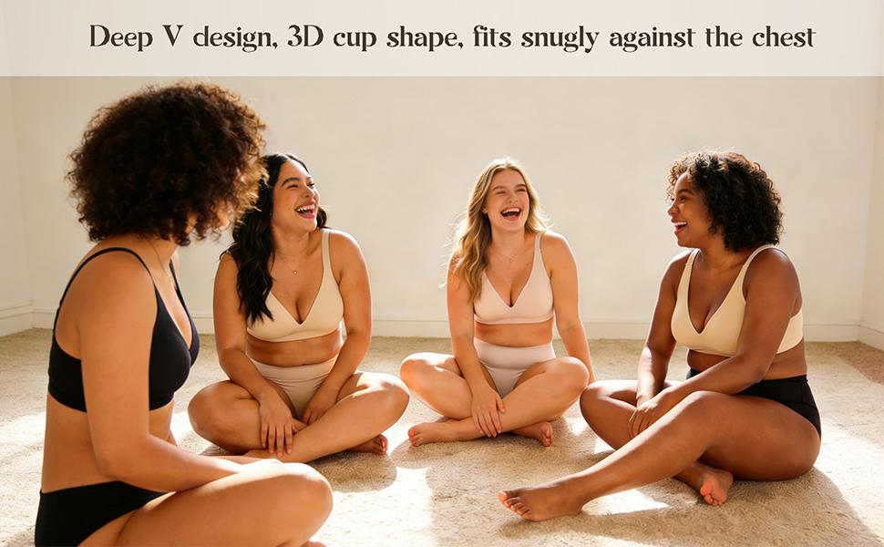 FS-2/4PCS Jelly Wireless Push-Up Bralette – Seamless Deep V, T-Shirt Style, Ultra-Soft, Wire-Free, Adjustable Straps, Breathable Comfort, Everyday, Home, Travel, Gym, Sleep, Layering