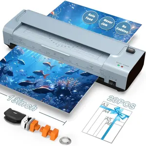 13 Inch Laminator Machine with 20 Laminating Sheets, 11x17 Hot & Cold laminator for Teachers 10 in 1 with Auto Paper Feed, Never Jam Technology Personal Laminator for  Office School