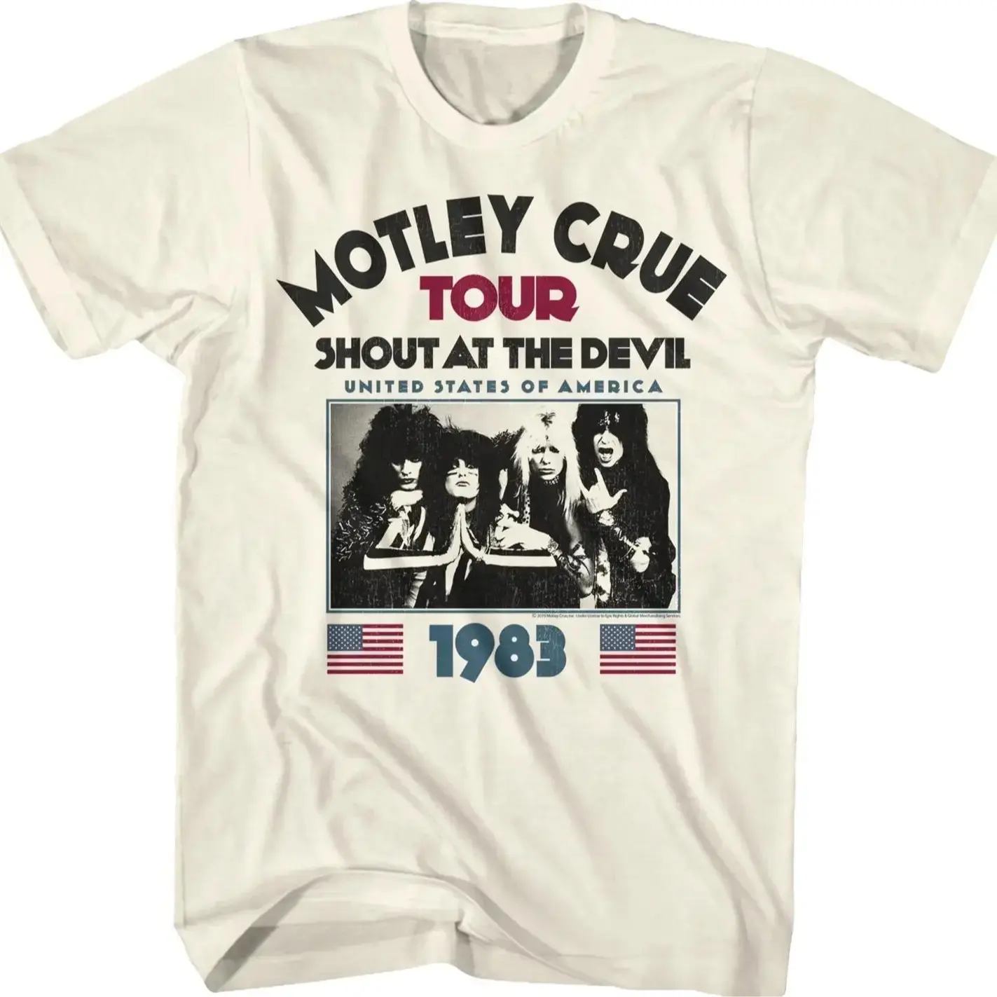 Print Culture Lab Shout At The Devil Tour Motley Crue T-Shirt, 80S Music, Tee for summer Cotton Menswear Top Clothing
