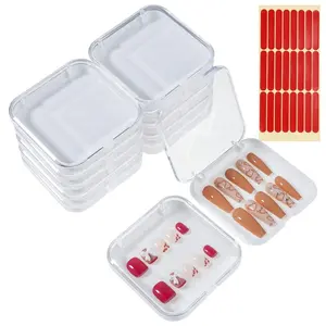 12 Packs Press On Nails Storage Boxes, Fake Nails Packing Cases With Tape White Display Box for Home DIY, Salon (3.3 x 3.3in)