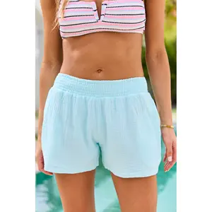 Pier Plans Blue Gauze Smocked Shorts SALE