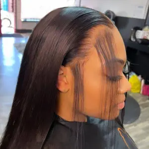 WOWANGEL 100% Human Hair  13x6 Real HD Lace Front Wigs Lace Glueless 13x6 Full Frontal Wig Straight Texture 180% 250% Density Black Wig Pre-Plucked Hairline
