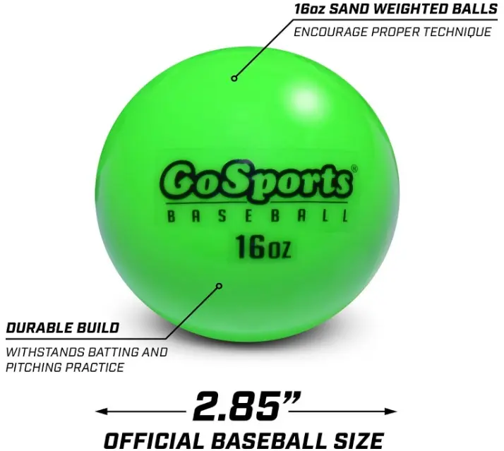 GoSports 16 oz Weighted Training Baseballs, 6 Pack - Choose Standard or PRO