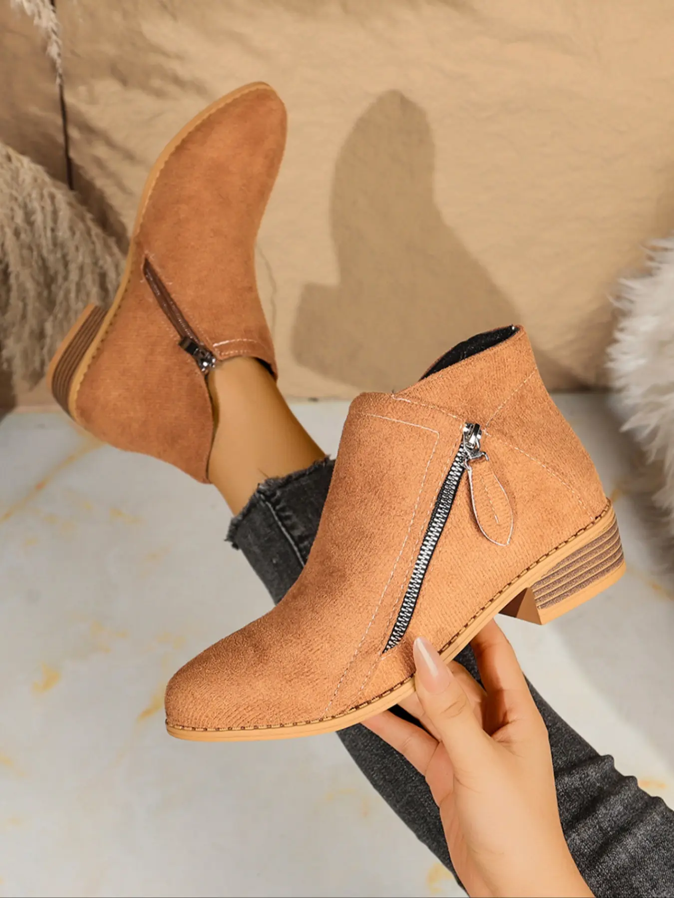 Women's Outdoor Fashion Comfortable Western Ankle Boots, Thick Sole Casual Classic Boots, Ladies' Stylish and Comfortable Booties, Winter Boot Shoes
