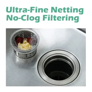 300 Counts Disposable Dishwashing Sink Drain fine mesh strainer Mesh Bag, fits sink strainers to collect kitchen food waste, easy to place and replace