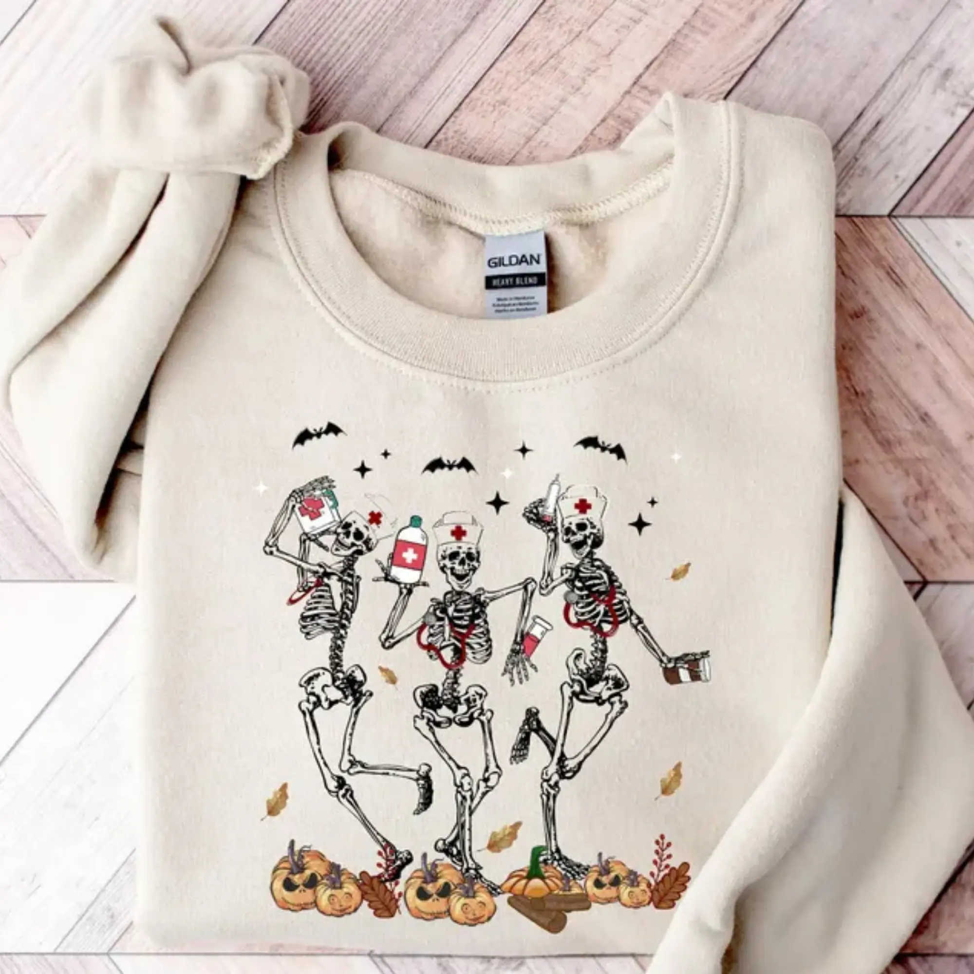 Dancing Skeleton Nurse Sweatshirt, Funny Halloween Hoodie