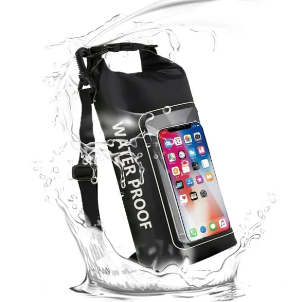 Waterproof Dry Bag, Beach Phone Bag 2L Roll Top Waterproof Backpack w/Phone Case/Pouch, Lightweight Dry Storage for Travel Swimming Boating Kayaking Camping Beach Fishing Rafting