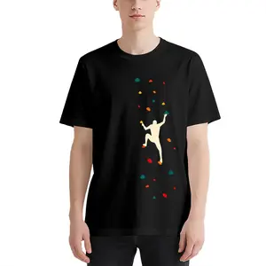 Rock Climbing Graphic T-Shirt, Printed with Climbing Icons And Color Codes 100% Cotton Short Sleeve Regular Fit Black Tee, Ideal for Outdoor Rock Climbing And Casual Sports Wear