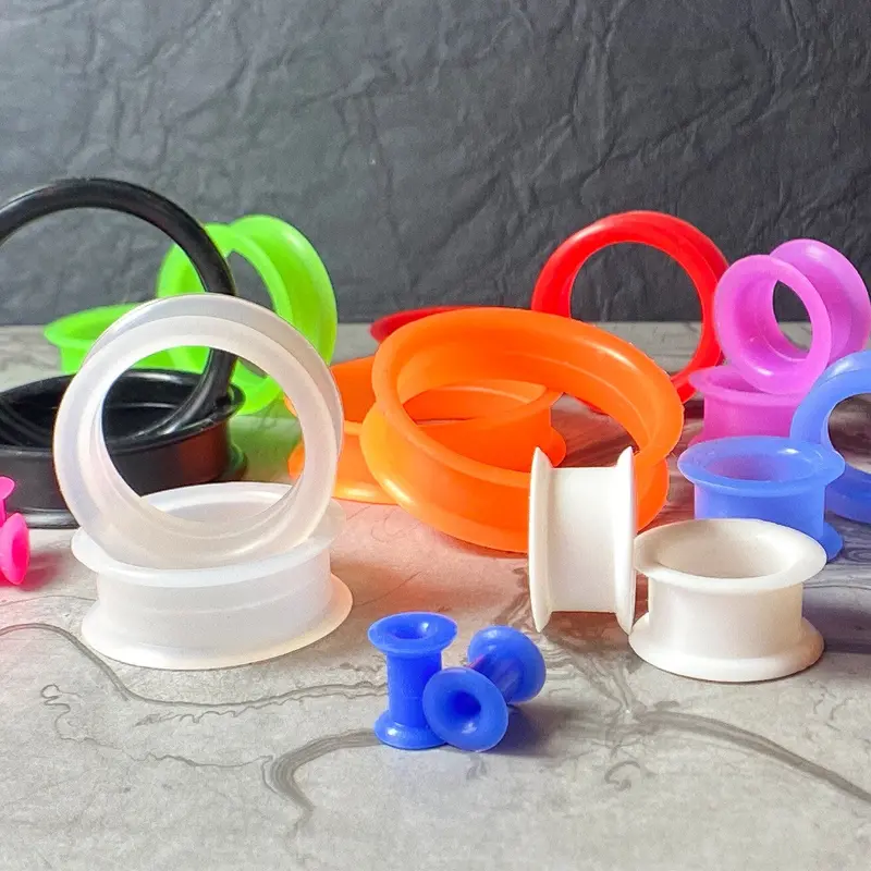 PAIR Soft Silicone Ear Tunnels Plugs - choose from 10 colors up to size 50mm!