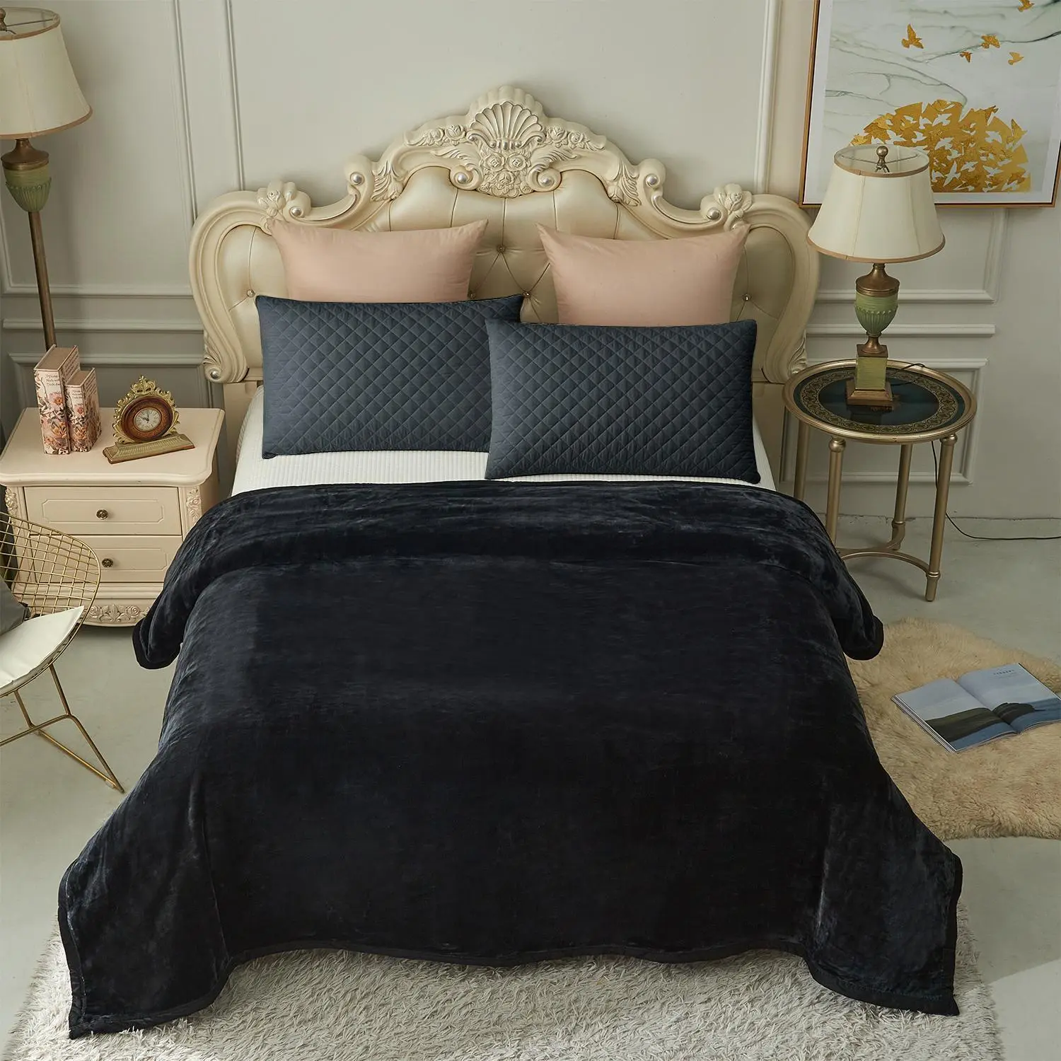 Heavy Weight Blanket, 4.5 lb 85x95 in Soft Solid Color Bedding Blanket, Warm Breathable Machine Washable Throw