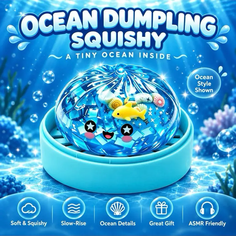 Ocean Squishy Dumpling Stress Relief Tool, Anxiety Relief Product, Decompression Squeeze, Sensory Calming Tool, Sensory Stress Reliever for Kids