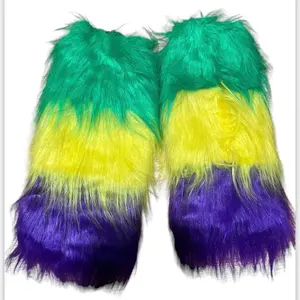 Mardi Gras Fluffy Legwarmer Leg warmer boot cover party club girls women dance festival birthday event  Height 14-15inch