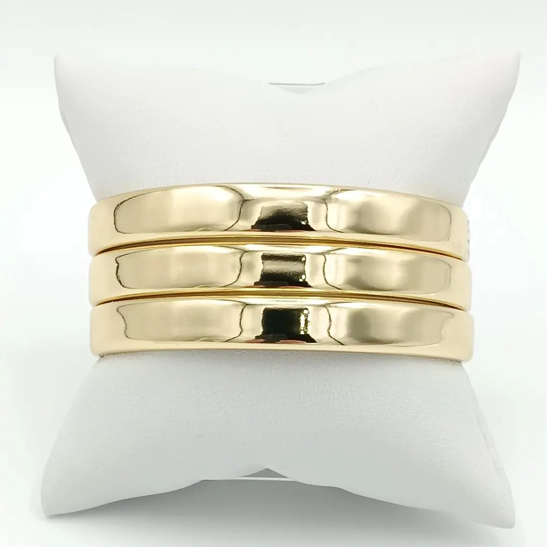Yordy 3-Piece Bracelet Set for Women Maximalist Design 14K Gold Marked High-Quality 8mm Wide 7 1/4 Inch Diameter Lightweight Comfortable Fit
