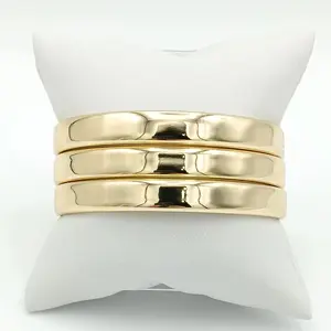 Yordy 3-Piece Bracelet Set for Women Maximalist Design 14K Gold Marked High-Quality 8mm Wide 7 1/4 Inch Diameter Lightweight Comfortable Fit