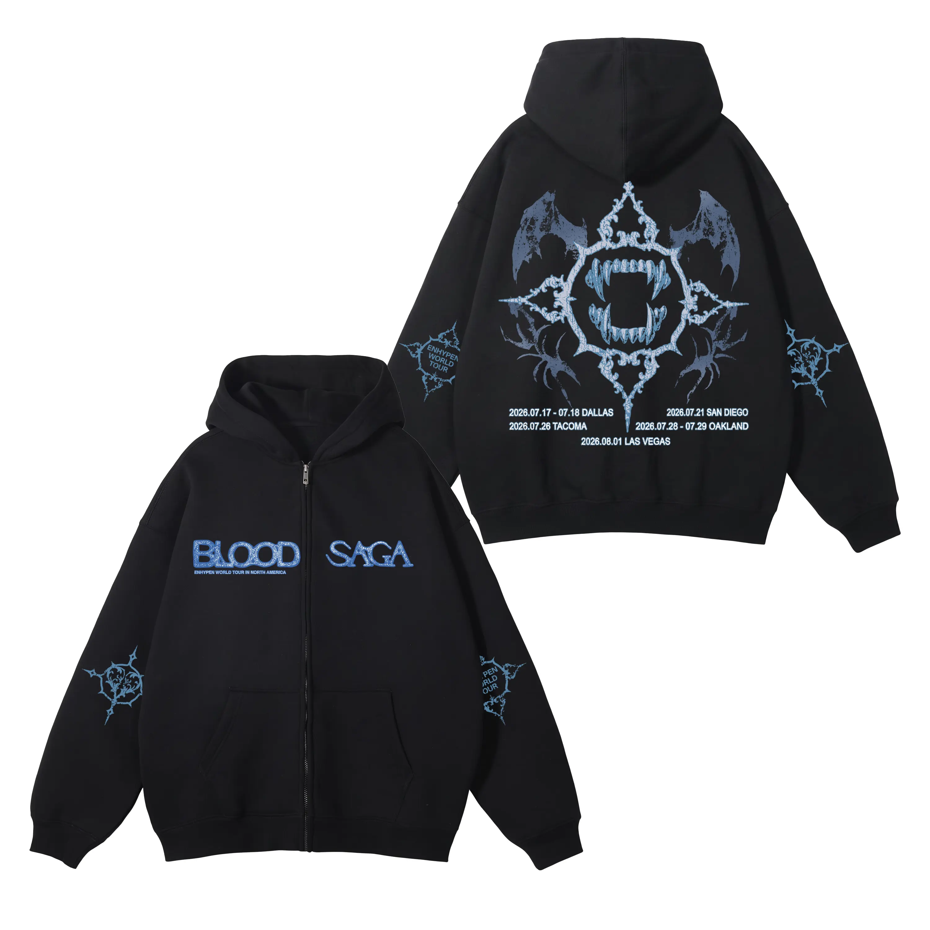 WORLD TOUR 'BLOOD SAGA' in North America Zip Hoodie, Kpop Concert Merch, Tour Shirt, Streetwear, Graphic Hoodie