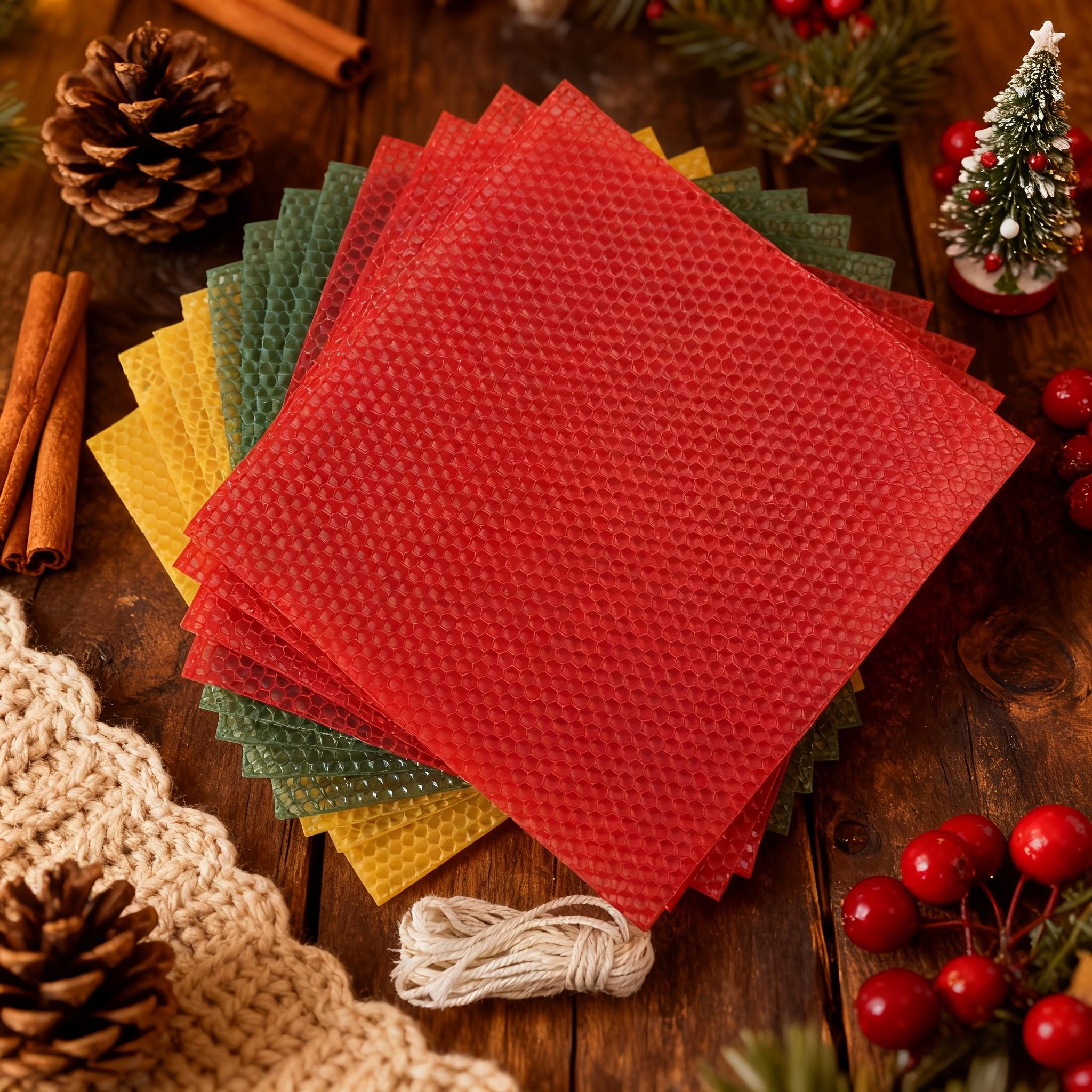 Christmas-themed beeswax candle making kit, 16 pieces of holiday-colored beeswax sheets, DIY candle material kit, candle making, suitable for children and adults' crafts and Christmas gifts, event parties, DIY craft enthusiasts, watermelon， home decor