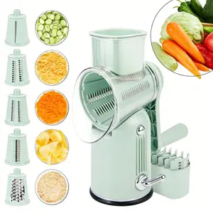 5-in-1 Rotary Cheese Grater with Hand Crank, Strong Suction Base & Blade Storage Box – Ideal Kitchen Gear, Perfect for Fruit, Vegetables & Nuts Snack Utensils