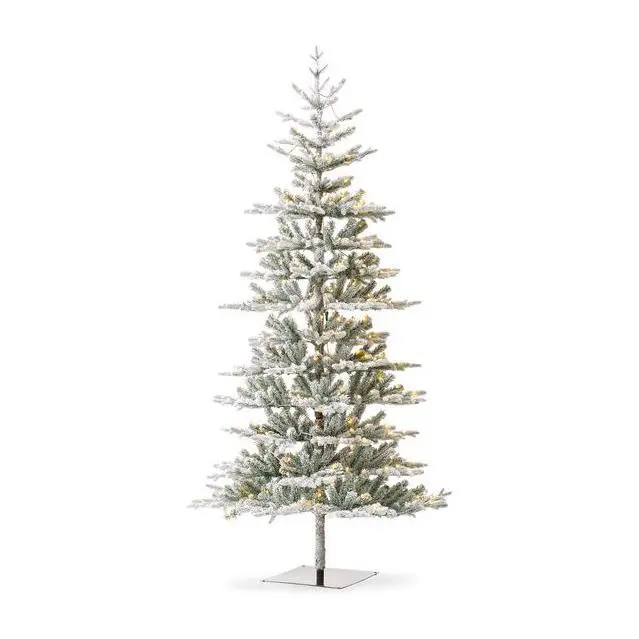 Glitzhome 10ft Pre-Lit Flocked Artificial Christmas Tree