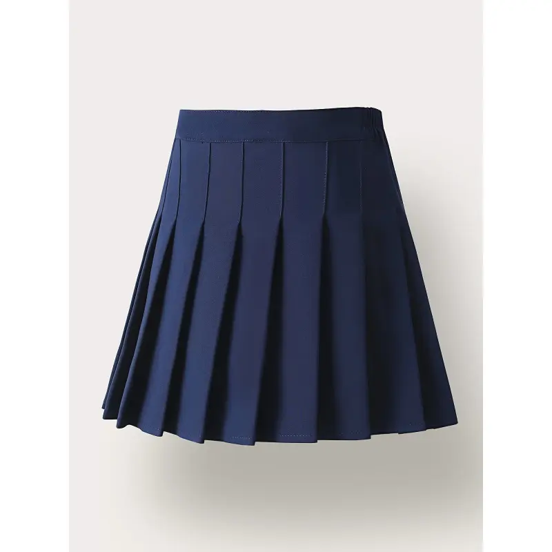Girls' Preppy Pleated Skirt with Safety Pants - Solid Color Half-Length A-Line Skirt, Machine Washable & Dry Cleanable, No Elastic Waistband, Spring Summer Fall Party Performance Outfit for Girls