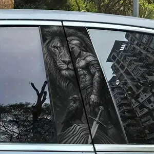 2pc Lion Eagle Crow Car B-Pillar Sticker, Vinyl Decal, Car Decals, Easy Peel & Stick, Sunproof Waterproof Scratch-Resistant, Car Decoration