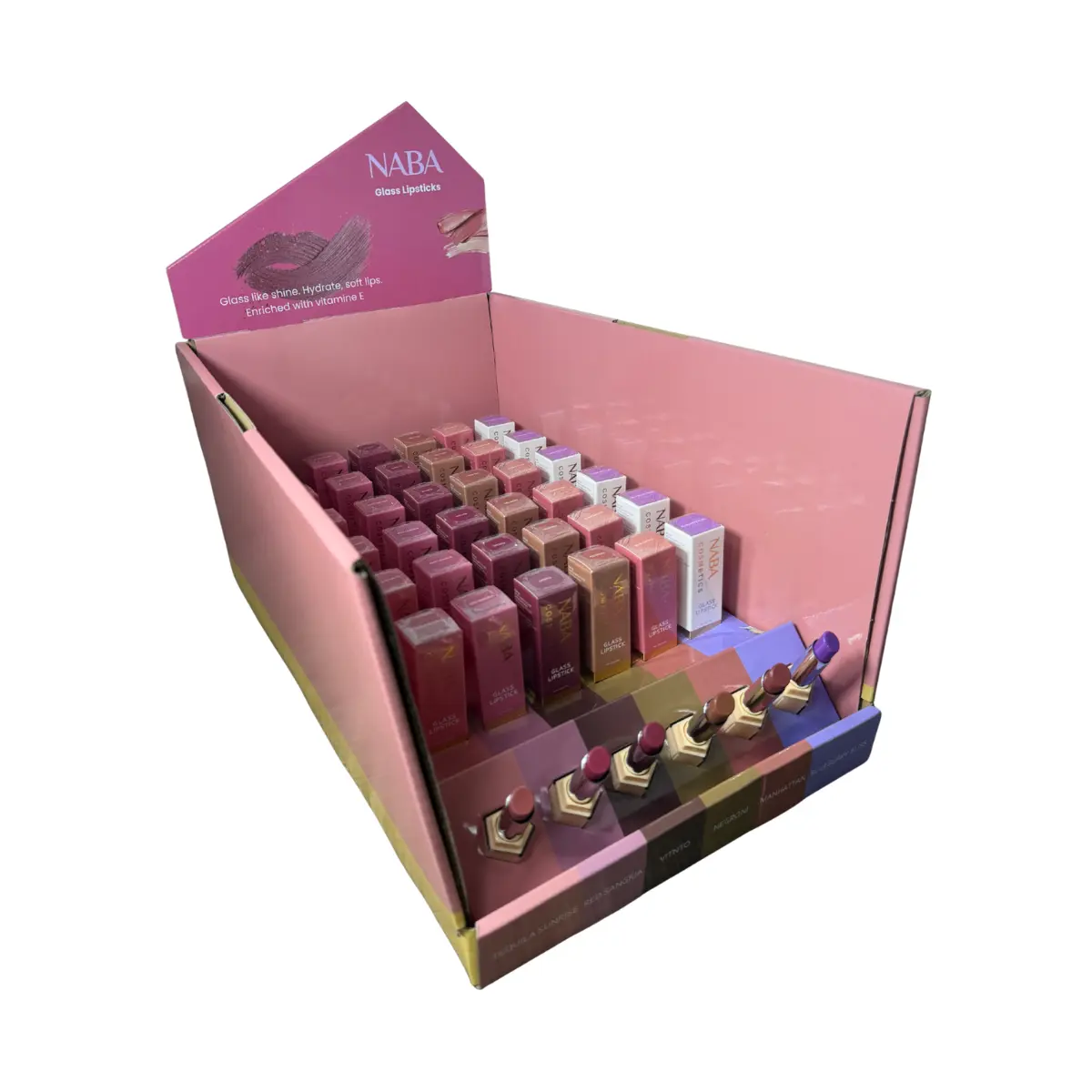 NABA Lipstick Display Pack 30 Units + 6 Testers Glossy Hydrating Finish
