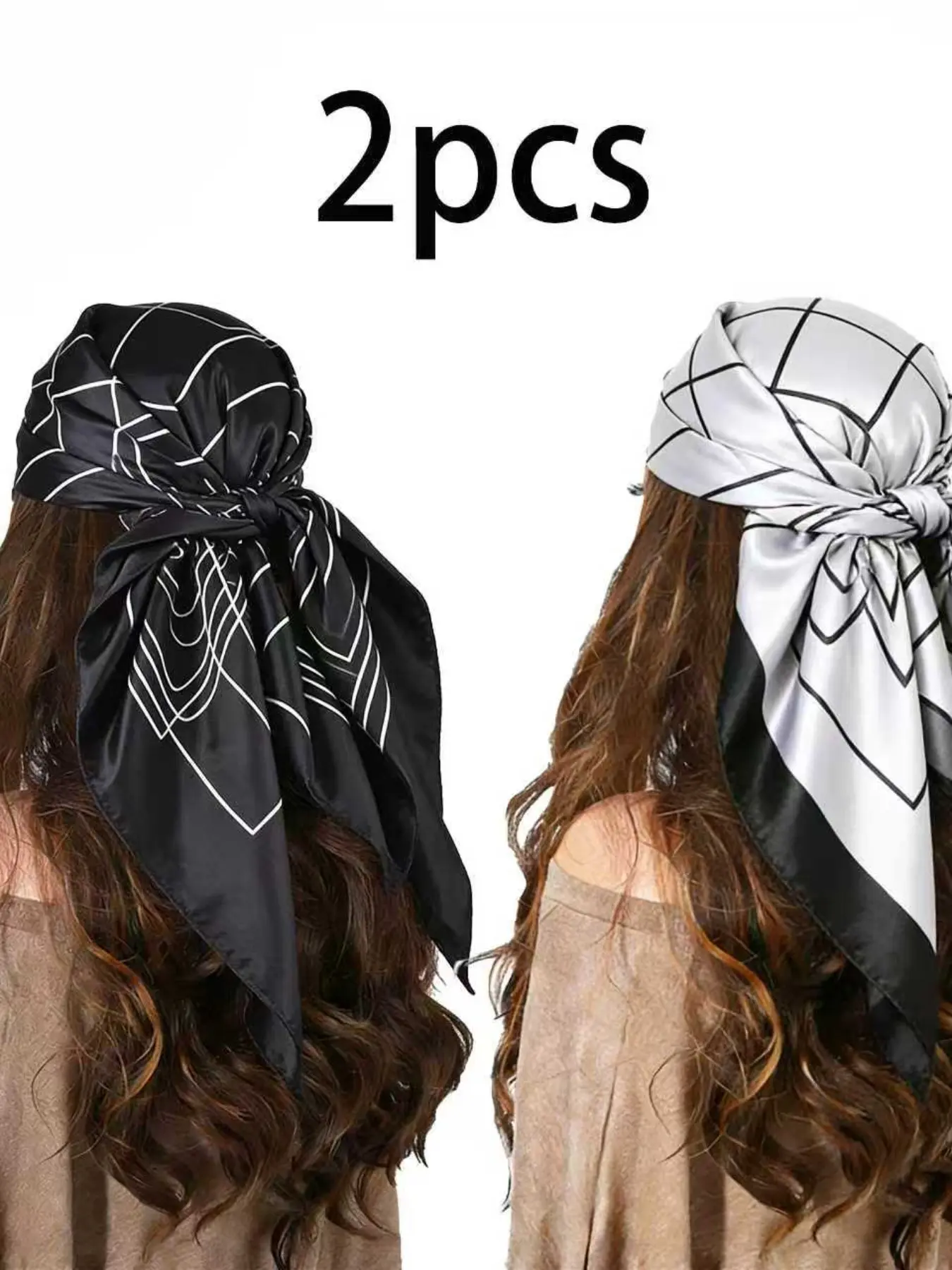 1/2 piece set satin large square scarf, spring-summer-autumn gift, European and American style printed shawl, Casual Soft Scarf, scarf, headscarf, neckerchief, Printed Polyester Scarf, Square Head Scarves
