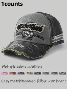 1pc Letter Slogan Embroidery Print UV Protection Sports Baseball Cap, Sport Style Hat, Snapback Adjustable Hats, Casual Couple Hats, Fashionable For Everyday Commute, All Seasons