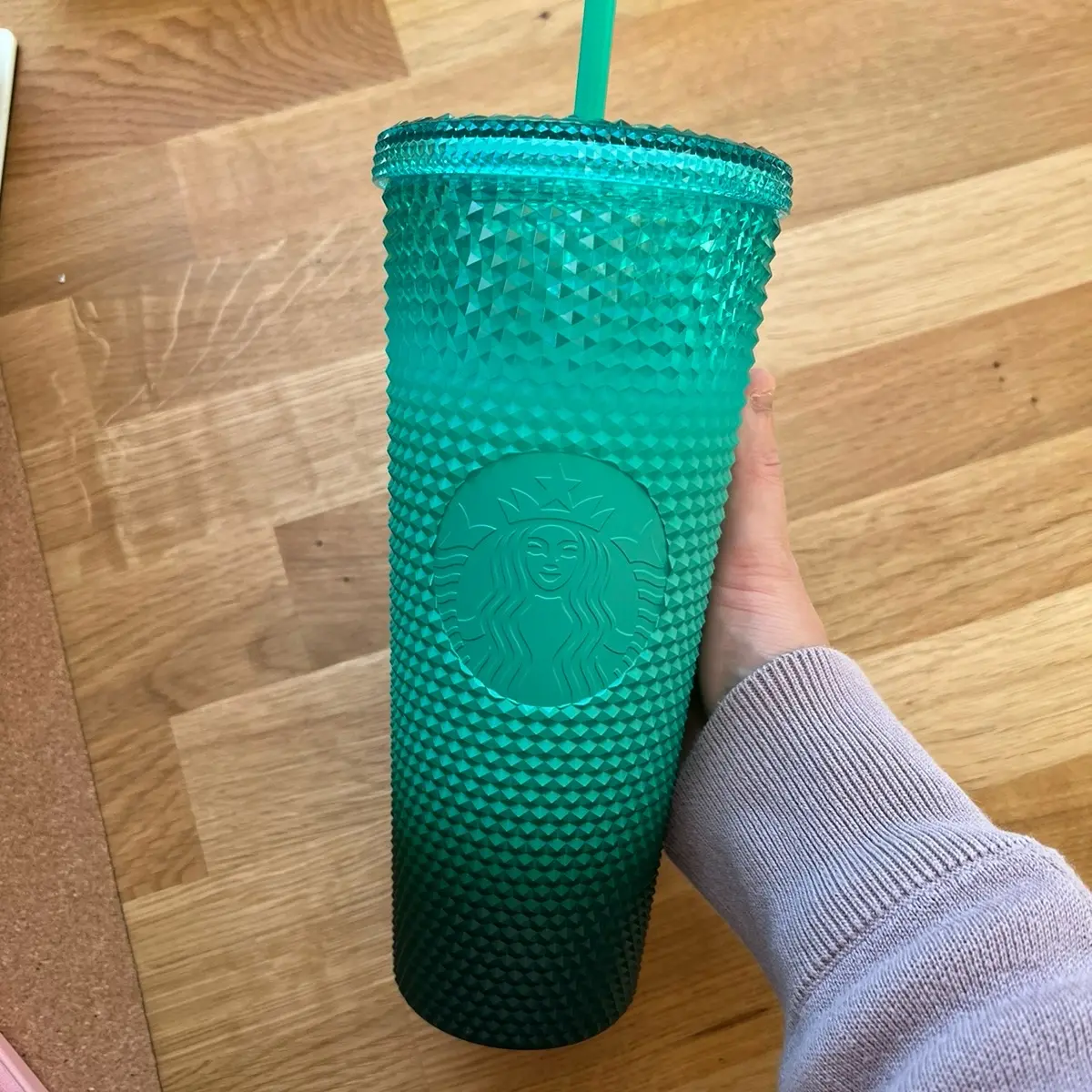 STARBUCKS Mint Green Waxberry Ombre Bling US Venti Studded Tumbler