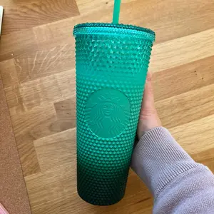 STARBUCKS Mint Green Waxberry Ombre Bling US Venti Studded Tumbler