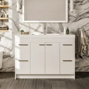 Lugano 48 in. White Single Sink Bath Vanity with Acrylic Top and Integrated Sink