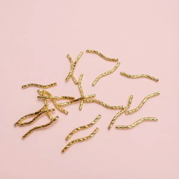 S Pipe 50 pcs For DIY Jewelry Making Gold Twisted Beads Unique Accessories Ideal for Crafting Custom Pieces