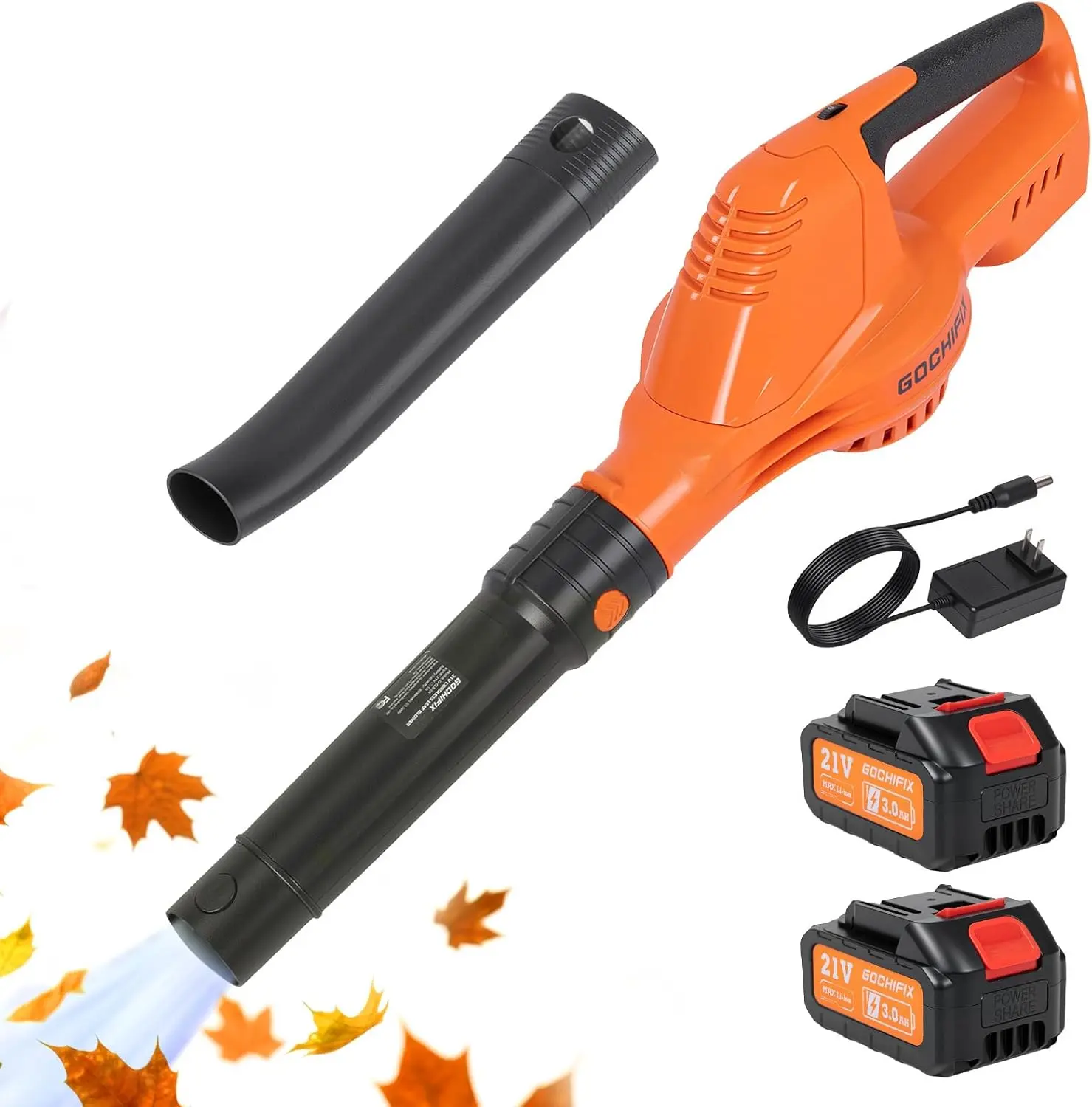 Leaf Blower Cordless with 2 Battery and Charger, 130MPH 180CFM High Speed Leaf Blower with 2 Tubes, 20V Electric Leaf Cleaner, Lightweight Handheld Blowers for Lawn Care, Patio, Garden, House, Depot