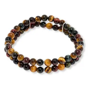 Mine Finds by Jay King Tiger's Eye and Blue Hawk's Eye 2-Strand Stretch Bracelet