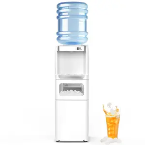 COWSAR Water Dispenser with Ice Maker Function, Top Loading Hot and Cold Water Cooler for 5 Gallon Bottle - Includes Child Safety Lock - Water Machine for Home, Office, Garage - White