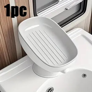 Suction-cup rubber soap dish, drains without drilling, light luxury design; bathroom storage accessory