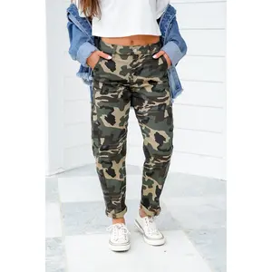 Restock! Risen High Rise Camo Ankle Barrel Pants with Double Cuff