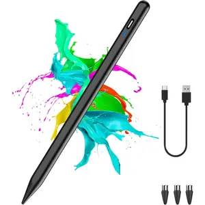 Stylus Pen For Android Tablet, Stylus Pen For iOS/Android Tablet, Rechargeable Active Stylus Pen For iPhone,Samsung,Vivo,Lenovo,Pixel and Other Smartphones and Tablets-Black