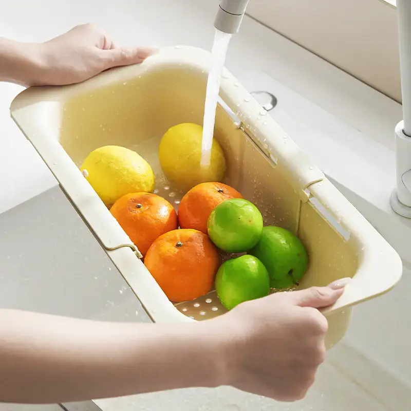 Adjustable Extendable Over-the-Sink Colander Strainer Basket - Wash, Drain Cooked Items, Dry Dishes - Kitchen Sieve Essential for New Homeowners